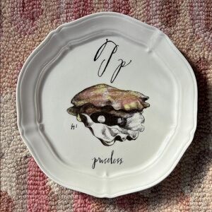 🦪Anthropologie Linea Carta Calligrapher Diva Pyari P Plate Priceless Pearl